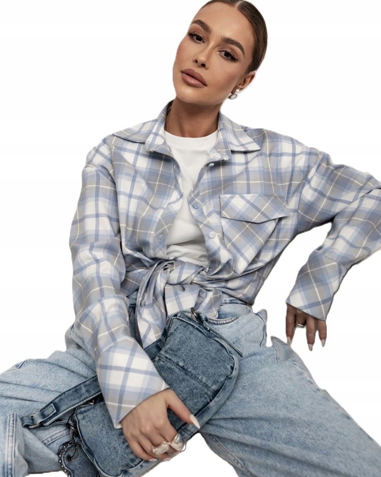 Cocomore Košile Mikina s kostkovaným vzorem Modrá Šedá Bílá 40/L Novinka