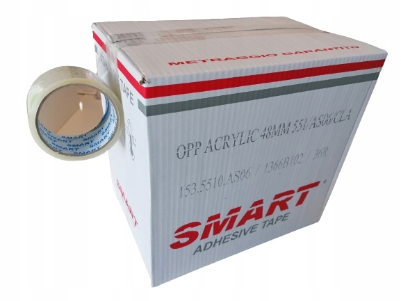 TAŚMA PAKOWA 48/50 KLEJĄCA BEZBARWNA SMART MOCNA Długość 50 m