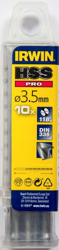 

Wiertło do metalu 3,5 10szt HSS-Pro Din 338 Irwin