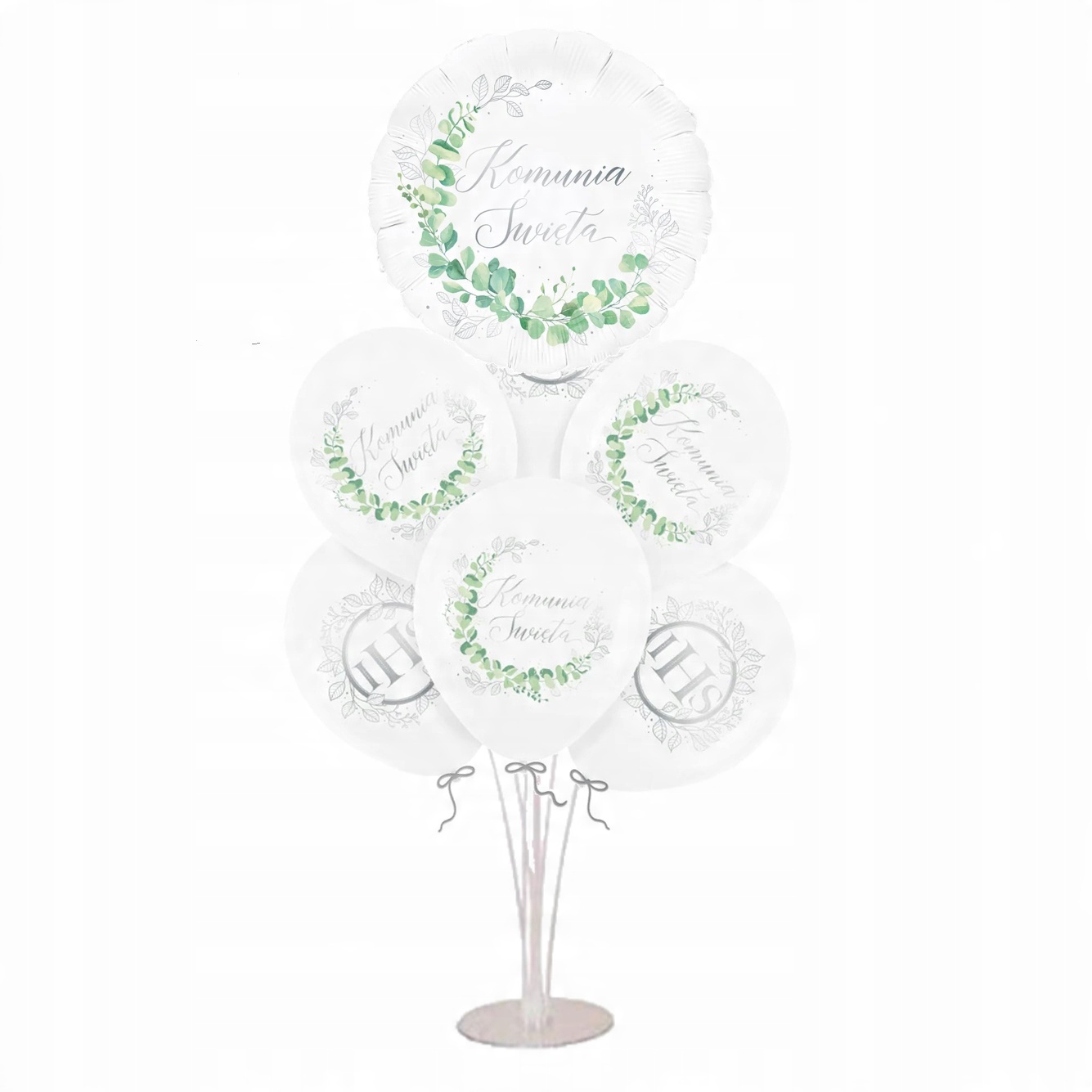 

Balony ozdoby komunijne srebrne zestaw na Komunię