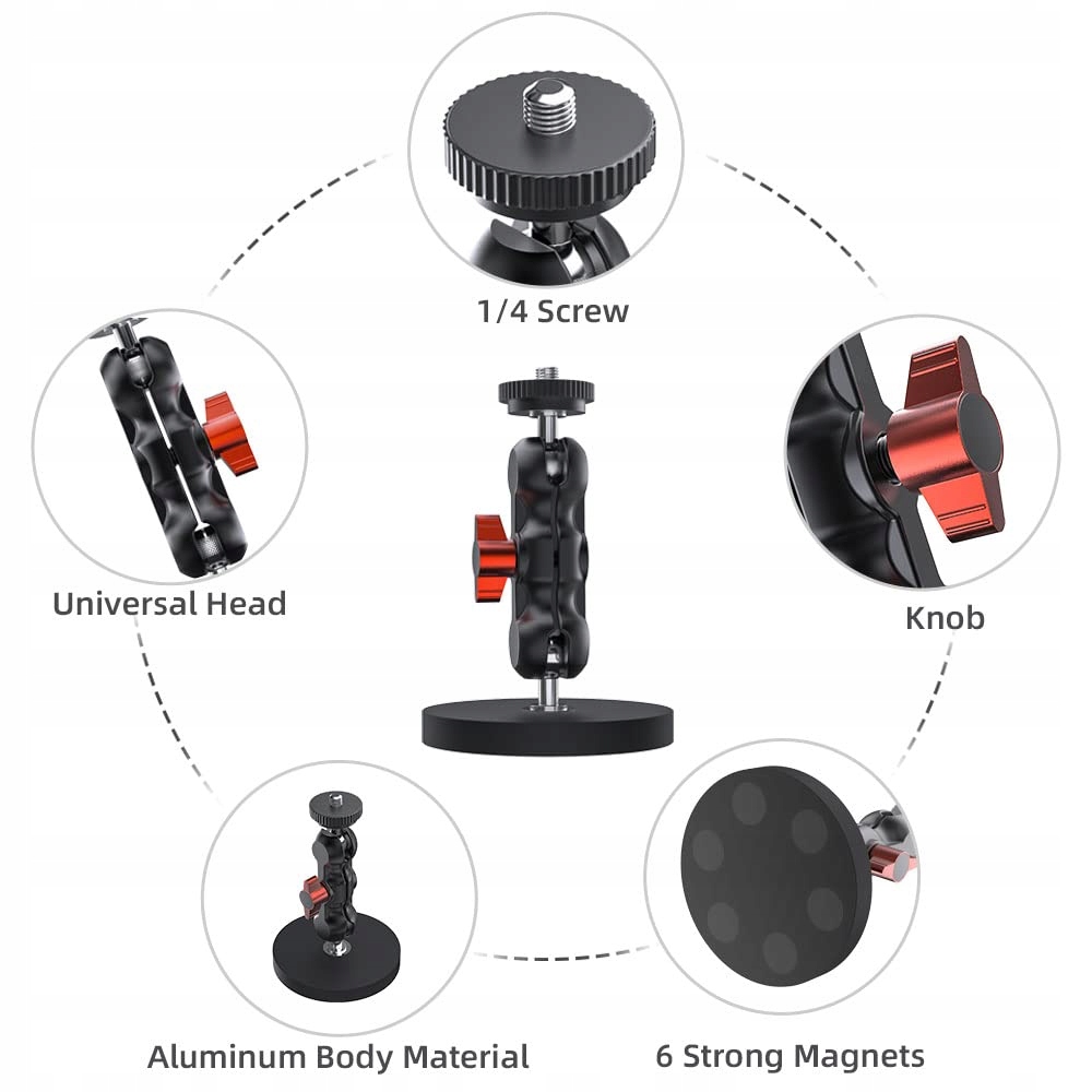 SUREWO Magnetyczny Uchwyt Kamery 360° Mocny GoPro Hero DJI Osmo Action — miniatura 3