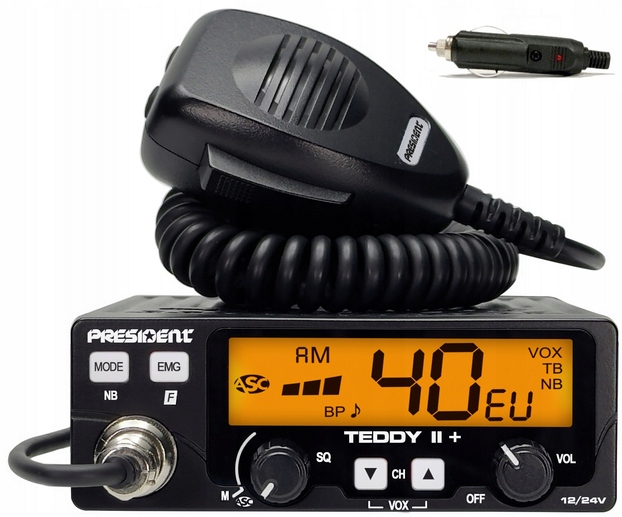 Cb Rádio President Teddy II Plus 2 Asc 12V 24V Spájkovaný Konektor Zapaľovača