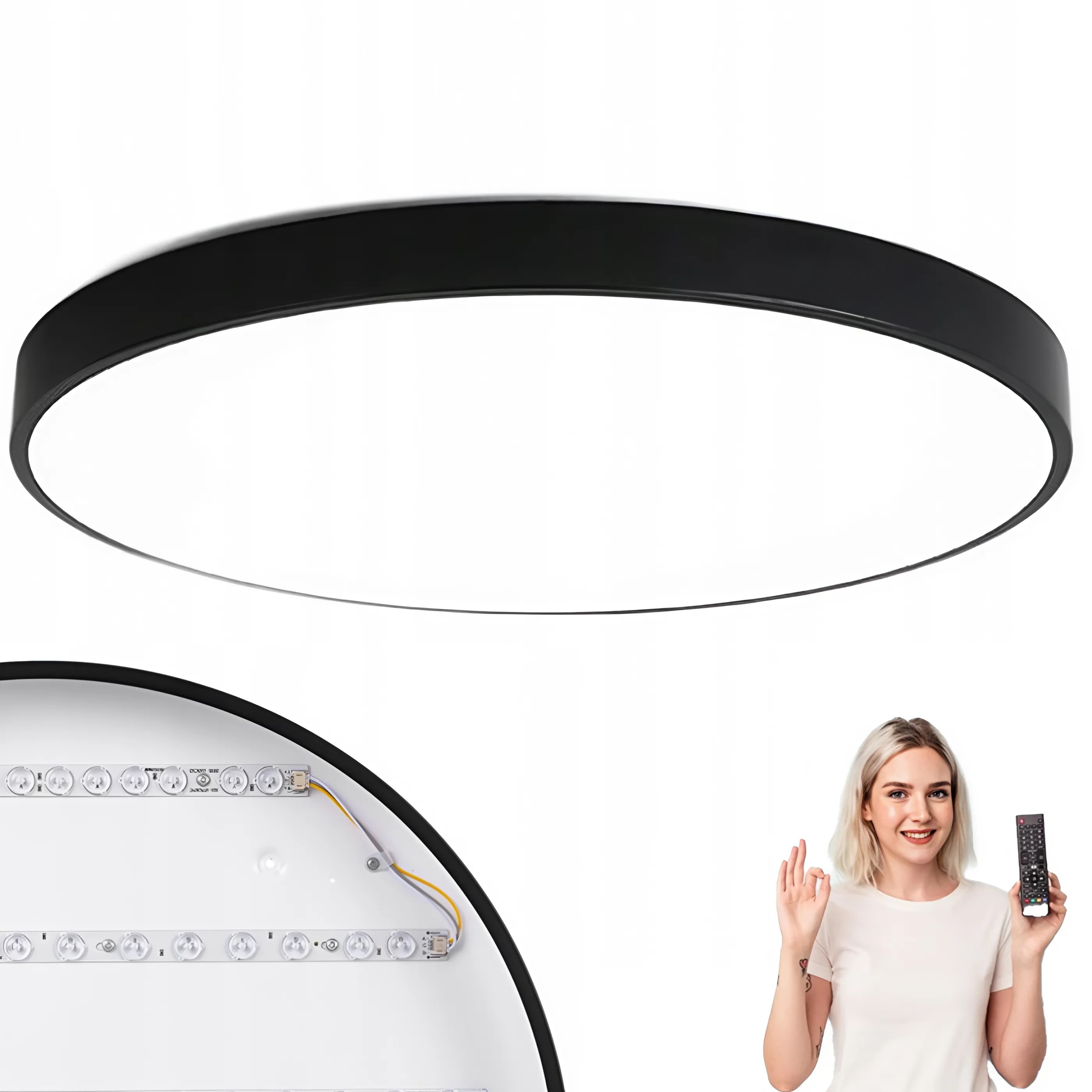 Plafon Led Sufitowy Lampa Sufitowa Panel Natynkowy Okrągły Pilot 72W 60cm