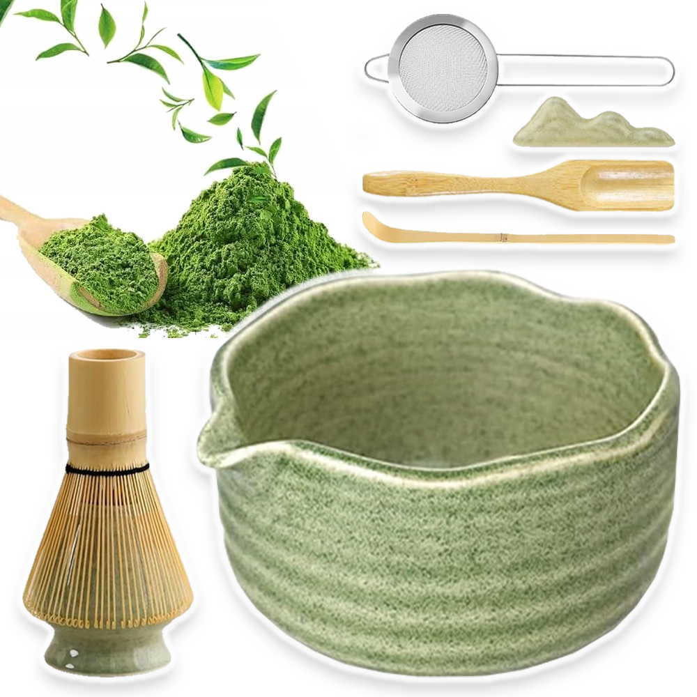 7W1 Bambusowy Zestaw Prezentowy Do Herbaty Matchy Chashaku Trzepaczka Łyżka