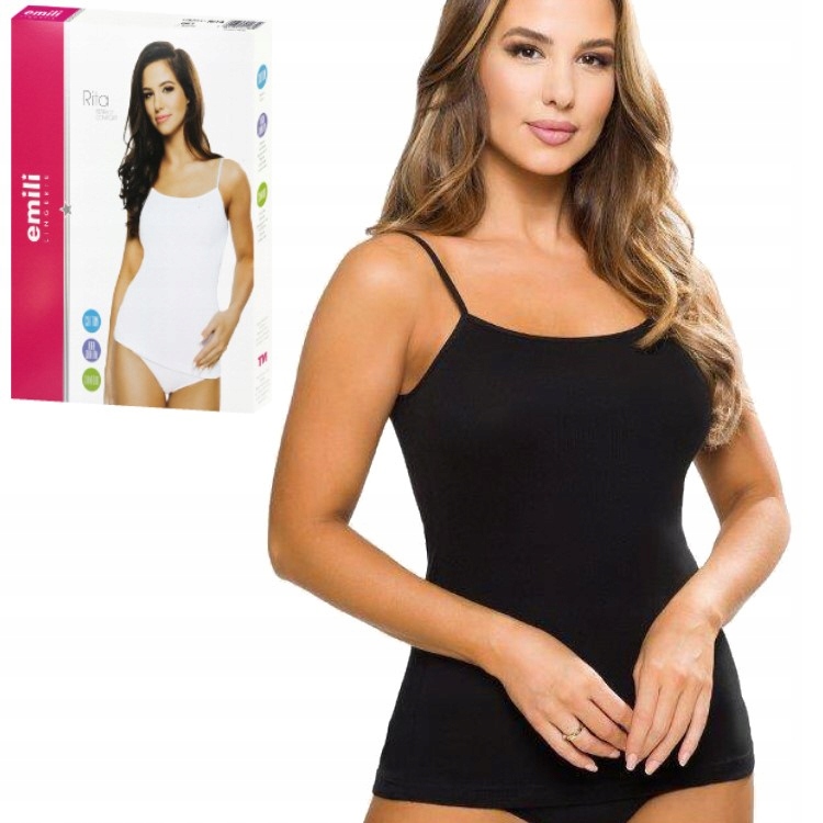 EMILI koszulka ramiączko bawełna RITA czarna XXL