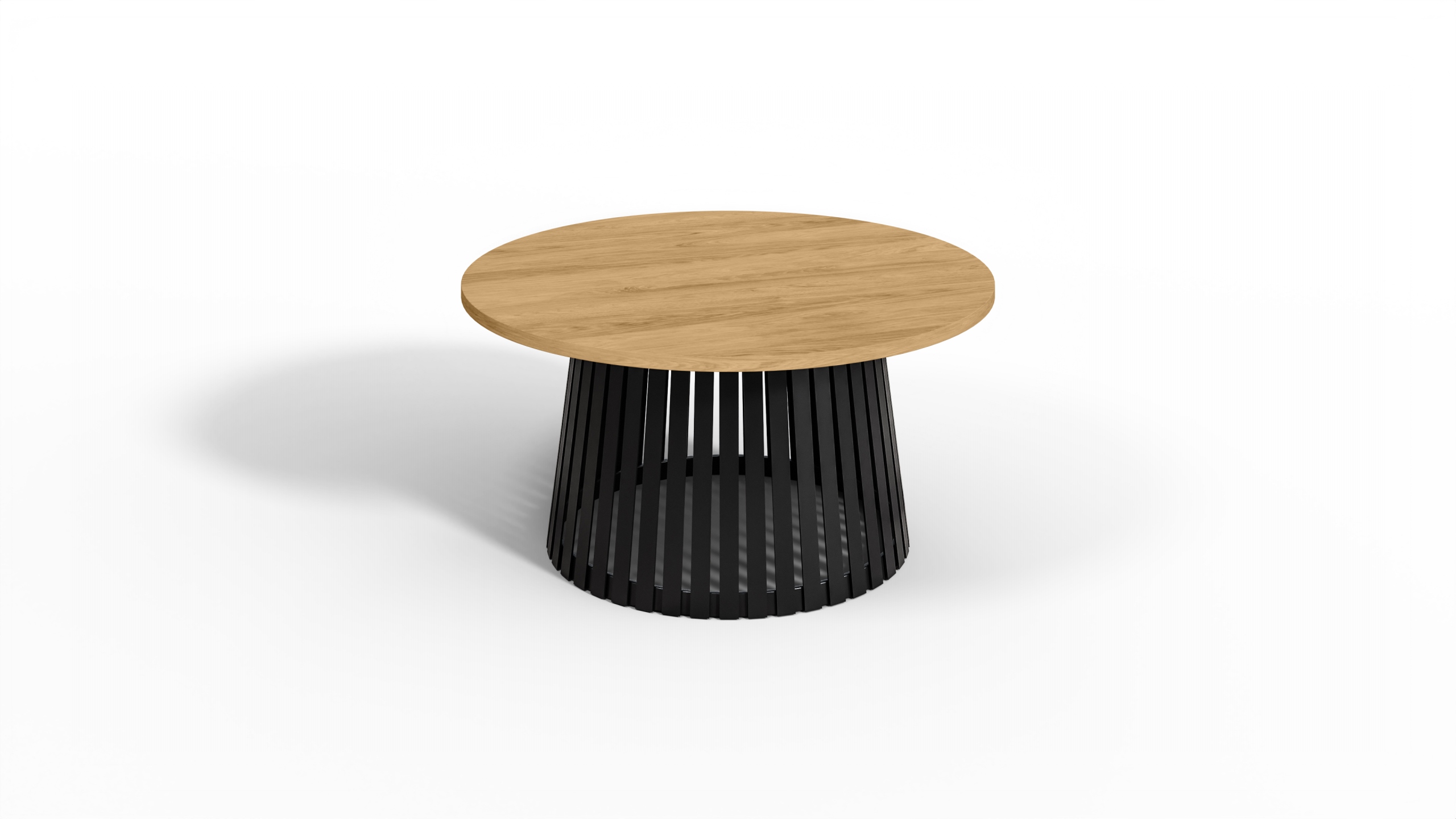 Kávový stolek Abel 75 cm dub hikora – moderní kulatý stolek do obývacího pokoje