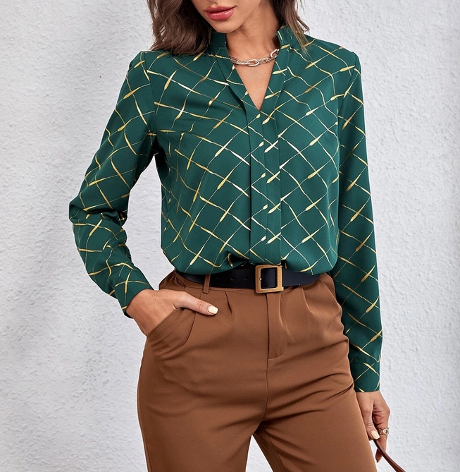 ELEGANCKA MODNA BLUZKA DAMSKA KOSZULA NADRUK L Kolekcja Całoroczna