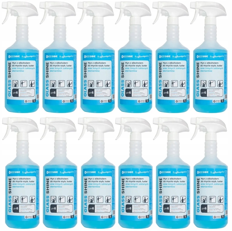 Eco Shine płyn mycie szyb i luster 1l X12SZT