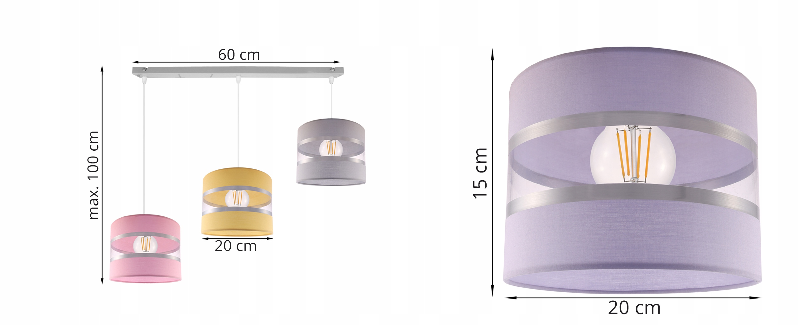 LAMPA WISZĄCA SUFITOWA ŻYRANDOL ABAŻUR DZIECIĘCA Kod producenta LOLLIPOP 2170/3