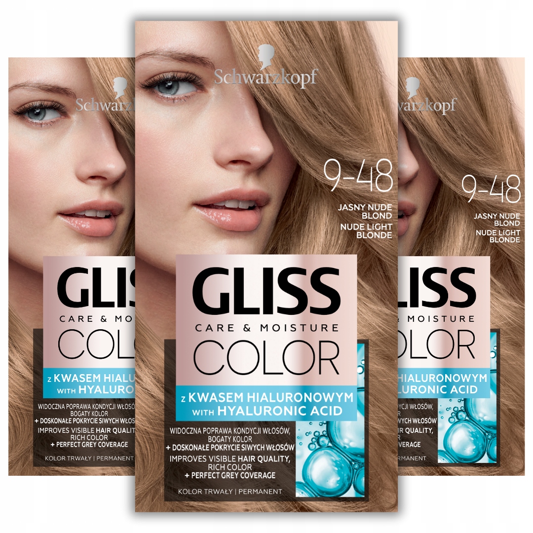 Gliss Color Farba do Włosów Jasny Nude Blonde 9-48 x3