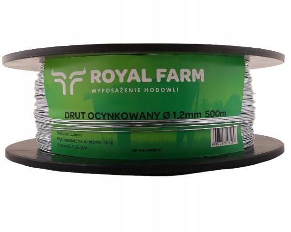 Rm Drát (cívka) na pastucha 500 m pozinkovaný fi 1.2 mm Royal Farm RM-105010