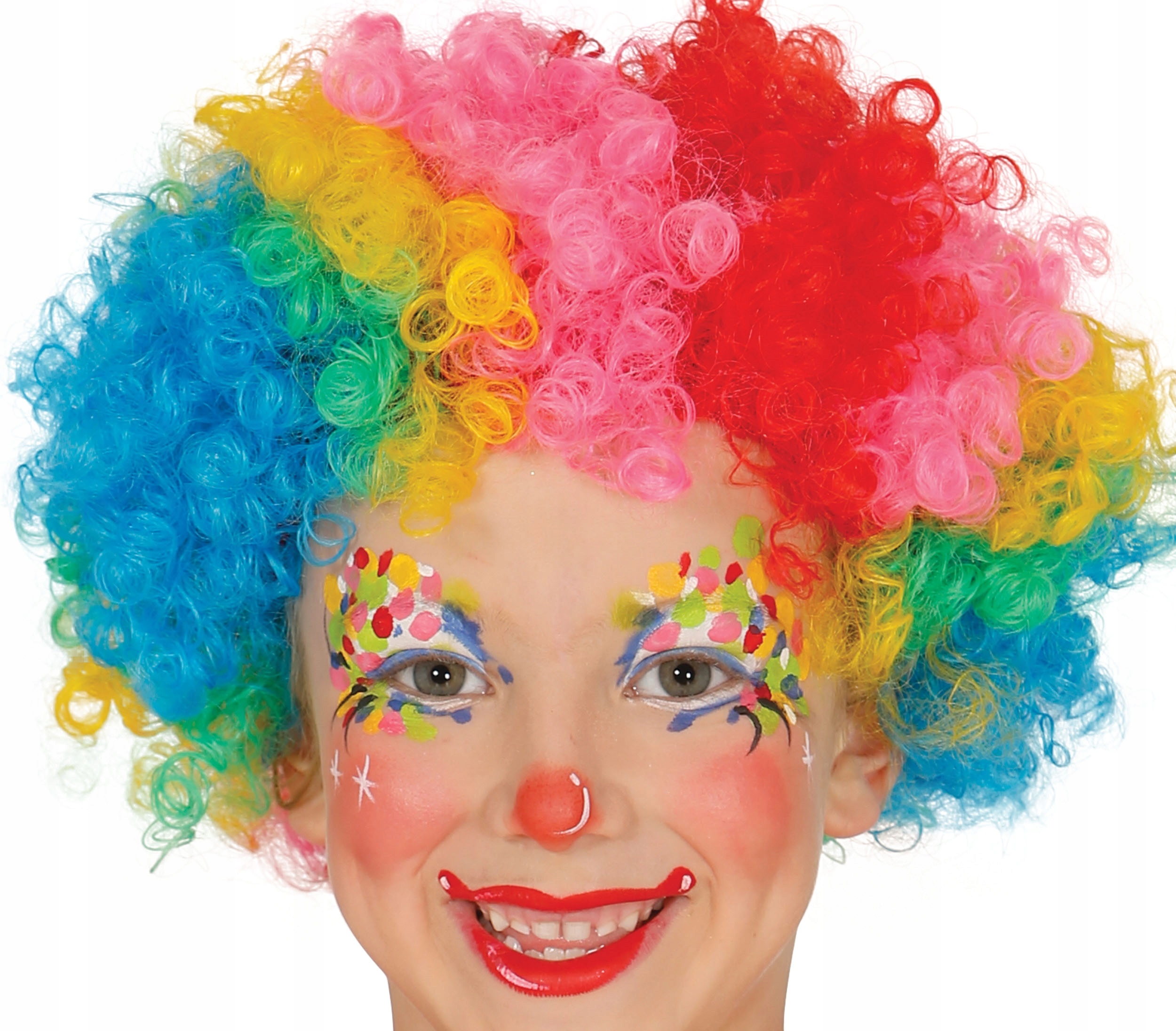 Peruka Dziecięca KLAUNA Kolorowe Tęczowe AFRO Kręcone Loczki Loki DISCO Bal