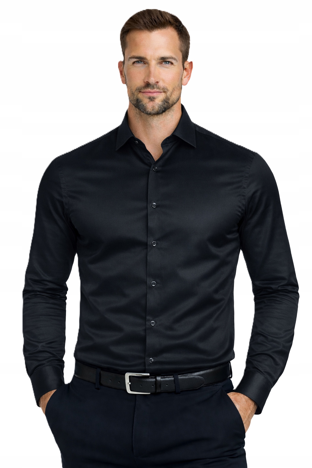 Espada Koszula Męska Czarna 60/40 casual regular fit bawełniana