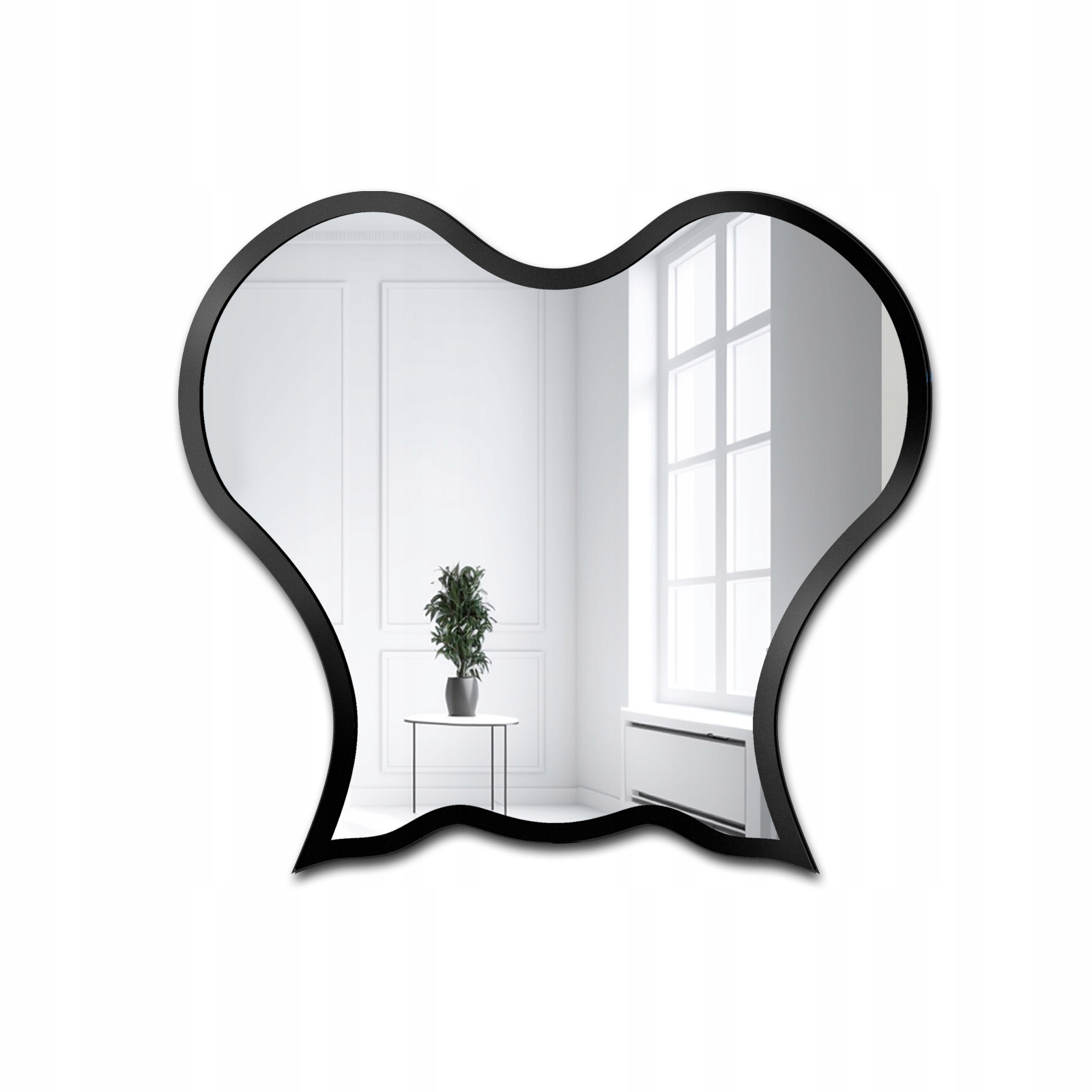 Zrcadlo s organickým tvarem Octopus v černém rámu Mdf 80x72
