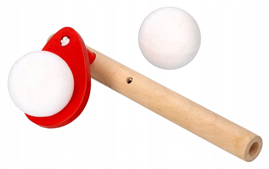 DREWNIANA DMUCHAWKA LOGOPEDYCZNA Z PIŁKĄ DMUCHAWKA ZABAWKA DLA TRZYLATKA Wiek dziecka 3 lata +