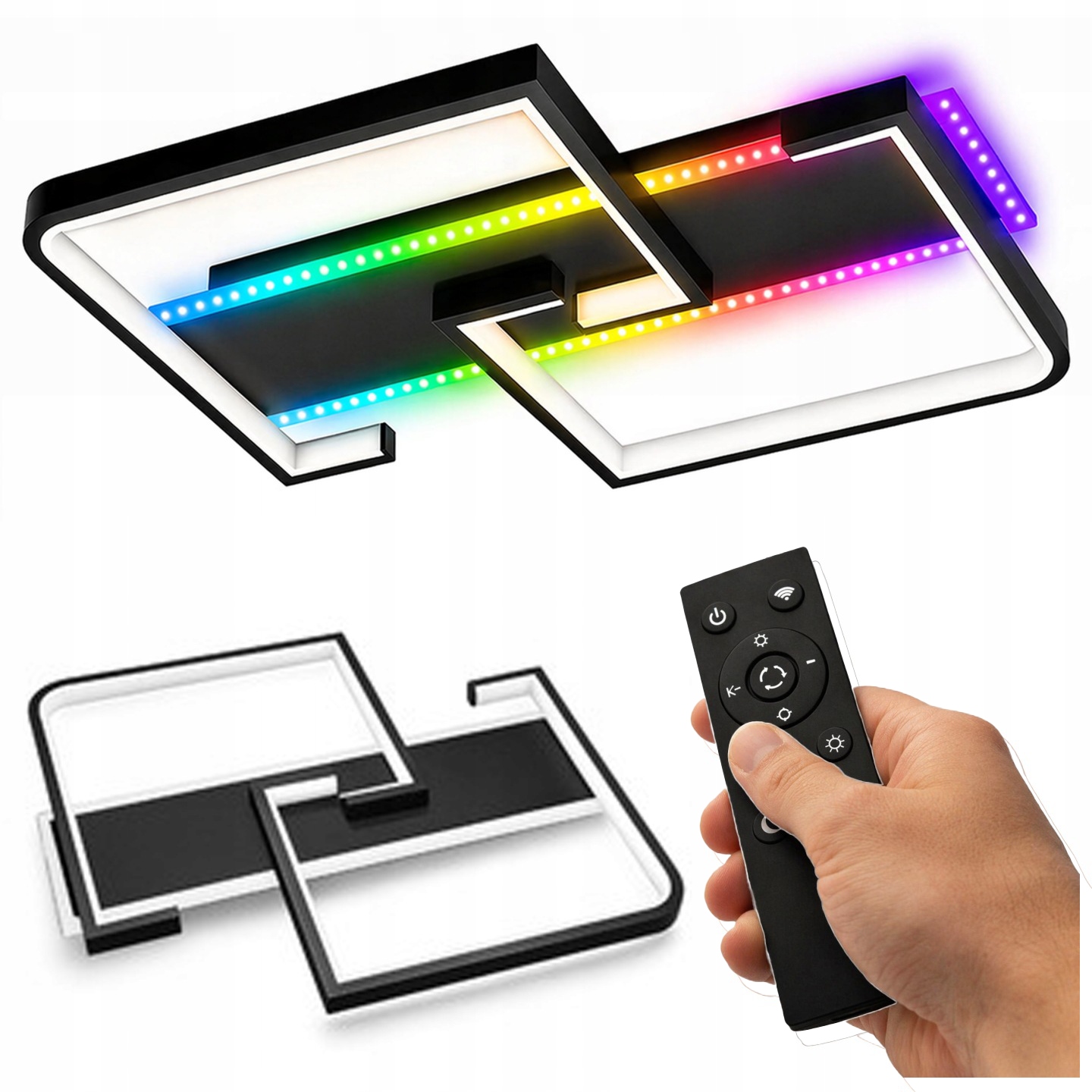 Stropní Svítidlo Stropní Svítidlo Led 46W Cct Rgb Černá Čtvercová Dekorativní Svítidlo