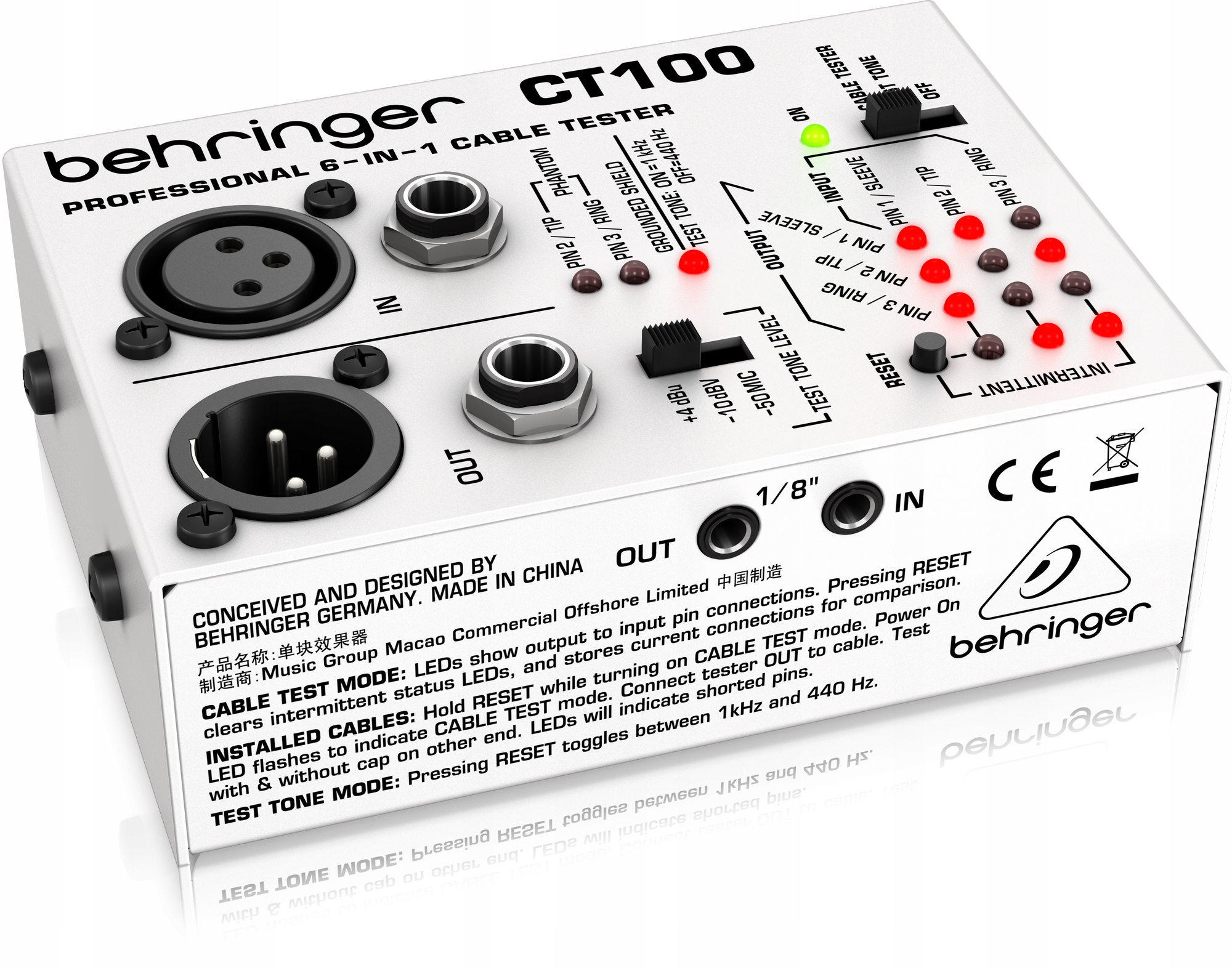 Tester kabelů Behringer CT100 univerzální 6v1