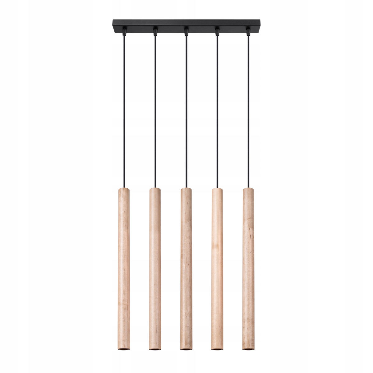 Lampa wisząca na listwie z drewnianymi kloszami rurkami Pastelo 5*G9 Sollux