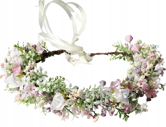 

Wianek Na Głowę Opaska Ozdoba Ślub Komunia Kwiaty