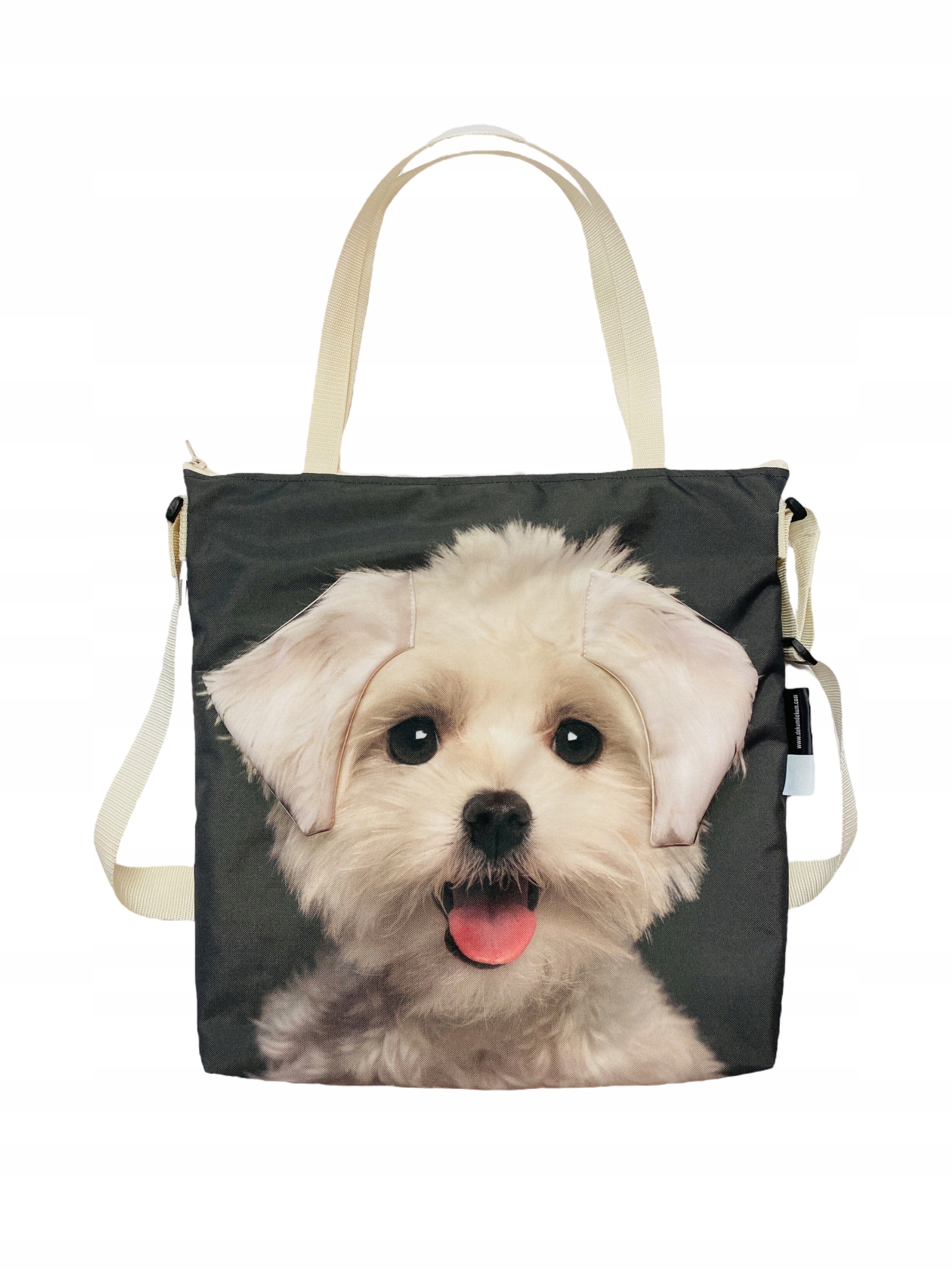 Taška Velká shopper 3D s houbičkou se psem Maltézským