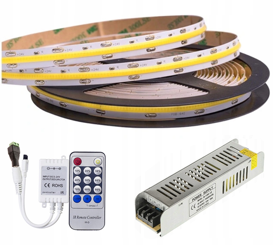 

Zestaw Taśma Led Cob Neon 5m 12V pilot zasilacz