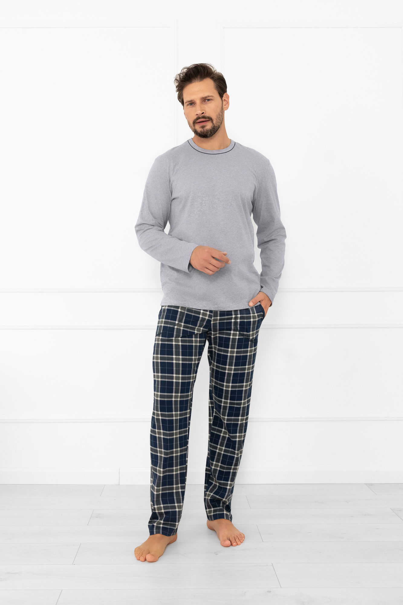 Pánské pyžamo s dlouhým rukávem, dlouhé kalhoty Andreas XL