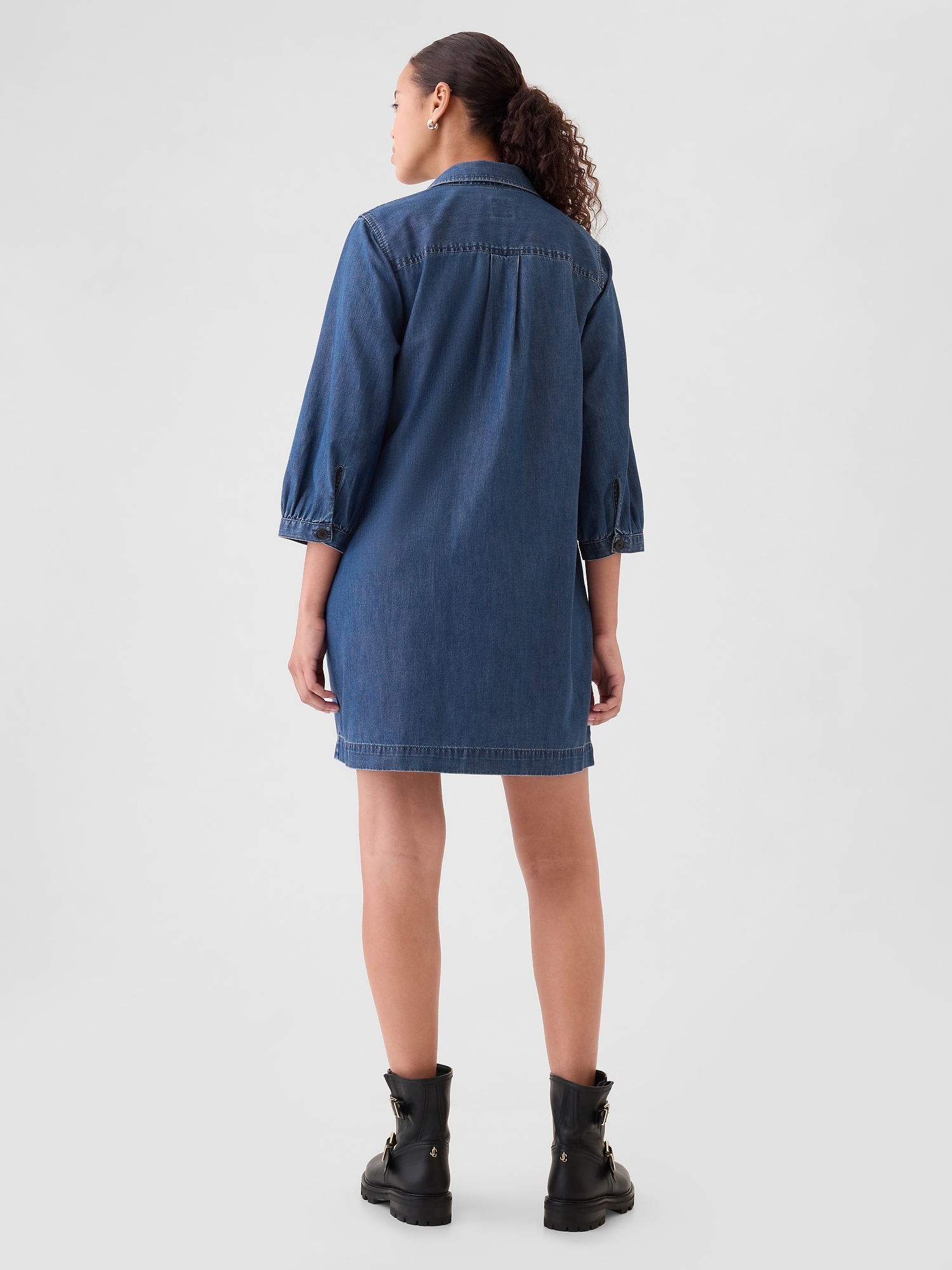 Gap Džínové mini šaty UltraSoft Utility modrá