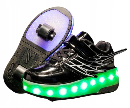 BUTOROLKI BUTY Z ROLKAMI ROLKI WROTKI LED CZARNE