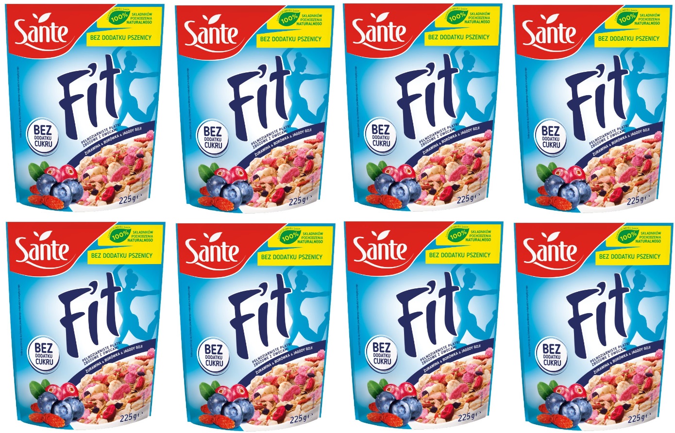 Levně 8 x 225 g Sante Fit Brusinky Borůvka Goji Karton