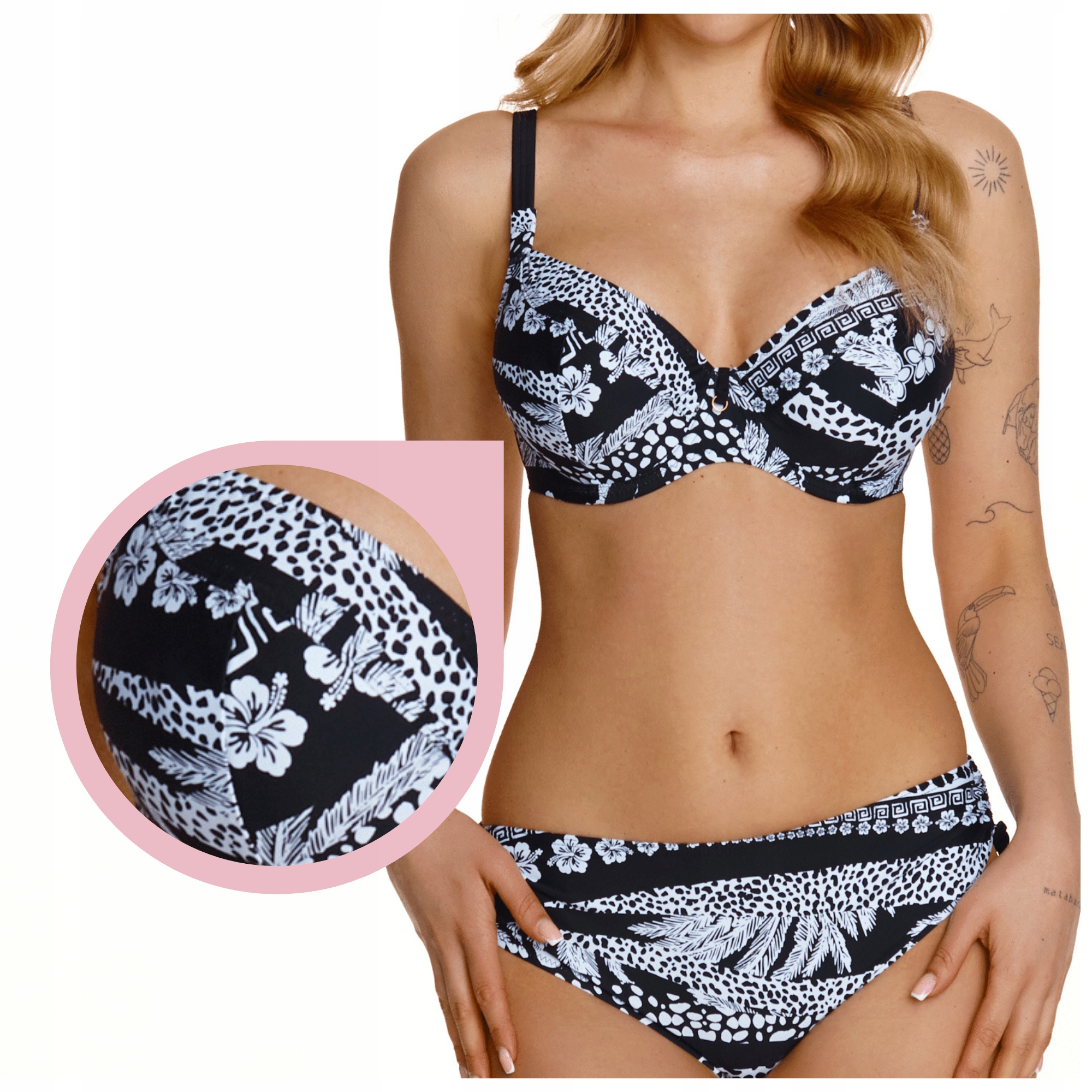 Lupoline Faial Big Měkká plavková podprsenka soft černo-bílá 90D