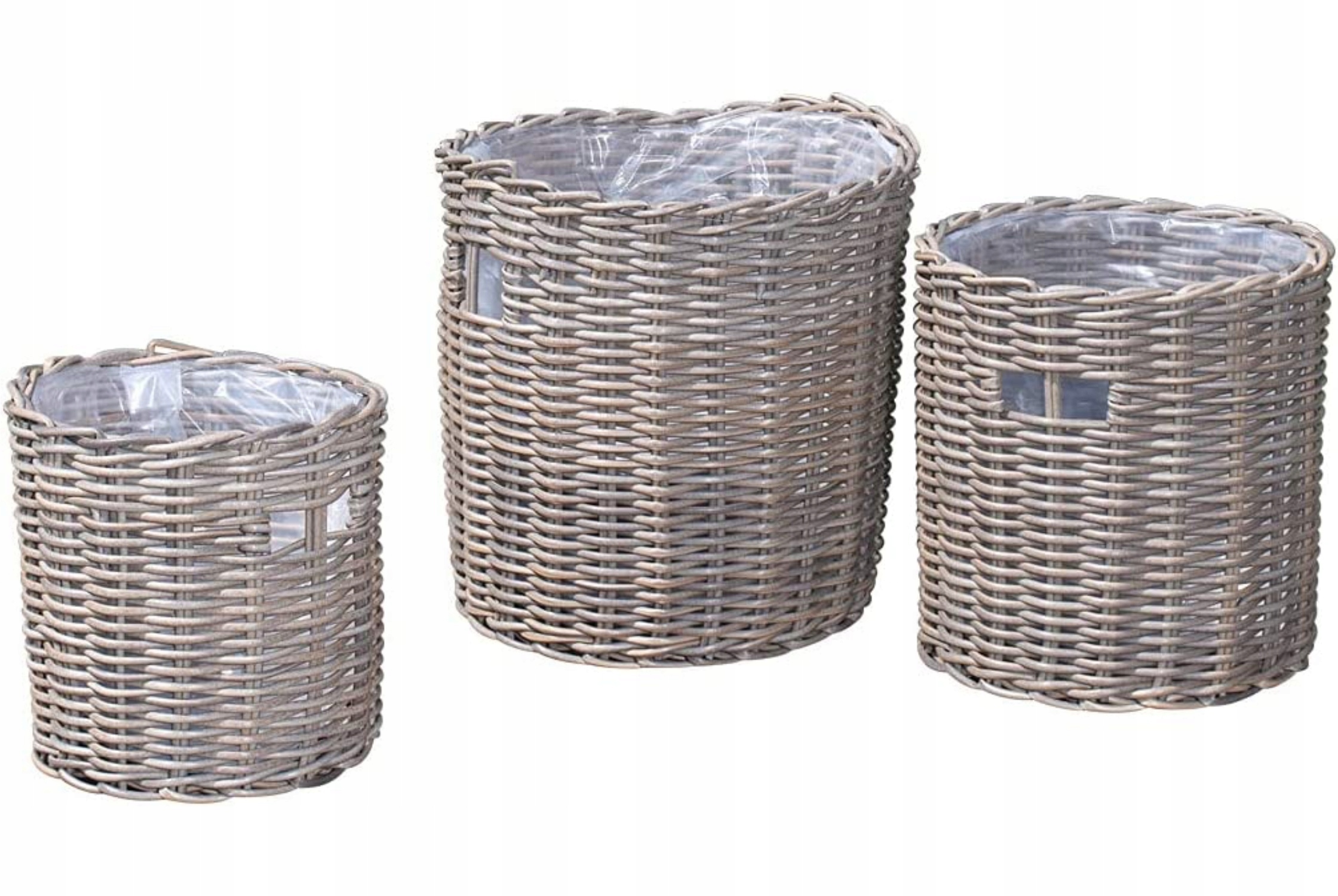 Zestaw 3 doniczek Groother z naturalnego rattanu