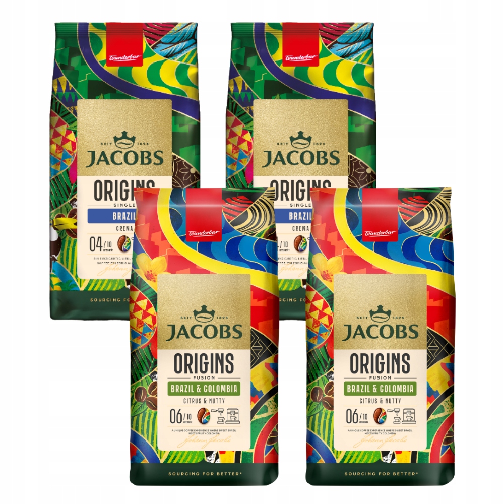 Kawa ziarnista Jacobs Mix 4kg Origins Single Brazil, Fusion Bazil&Colombia