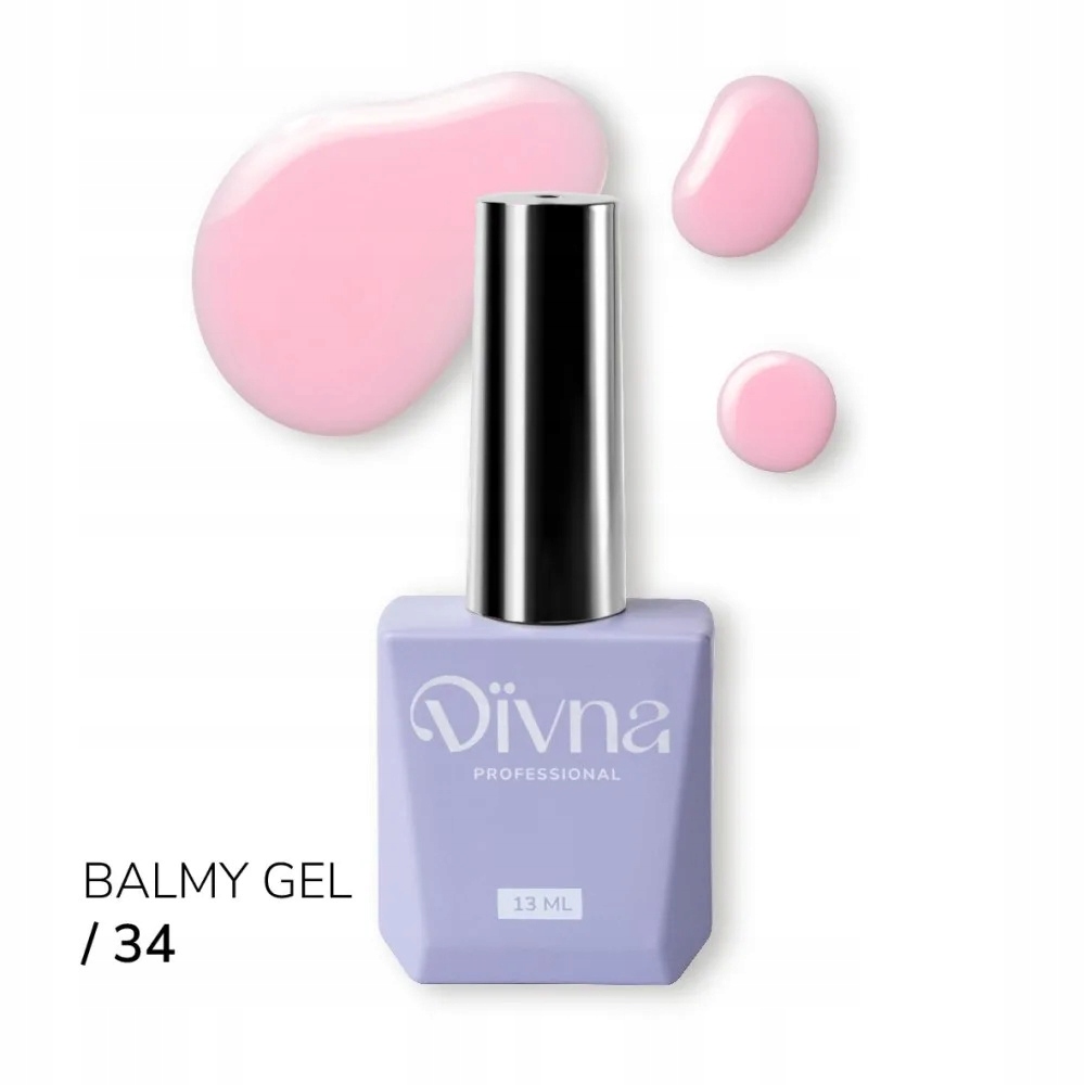 Divna Balmy Gel 34 13 ml – Gel s kaučukovou konzistencí, růžový