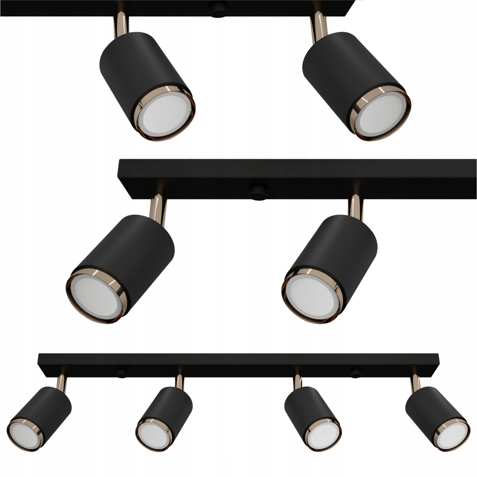 Stropné Svietidlo Závesná stropná lampa Listwa kovová čierno-zlatá 4x GU10 Led 40W