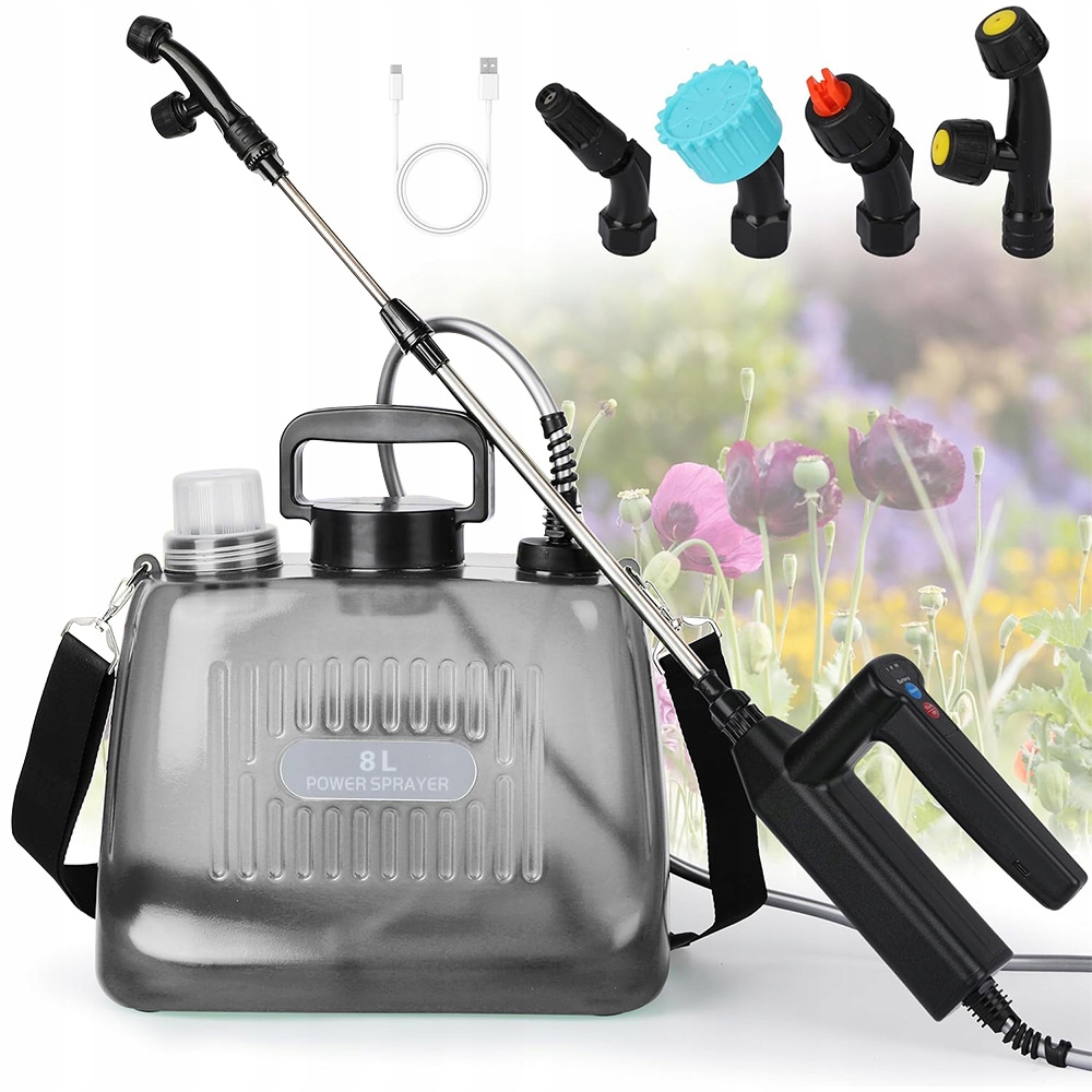Akumulátorový Postřikovač 8 L Průhledný Usb Nabíjecí Zásobník