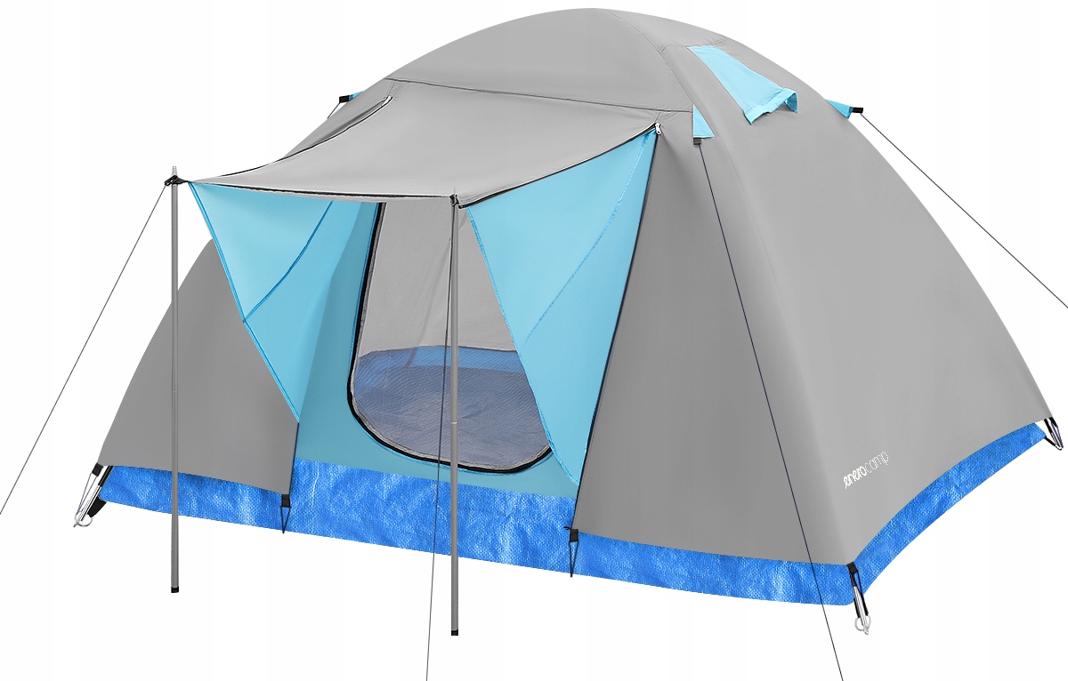 Namiot turystyczny 4-osobowy 210x240x130 cm Iglo Savana szaro-niebieski