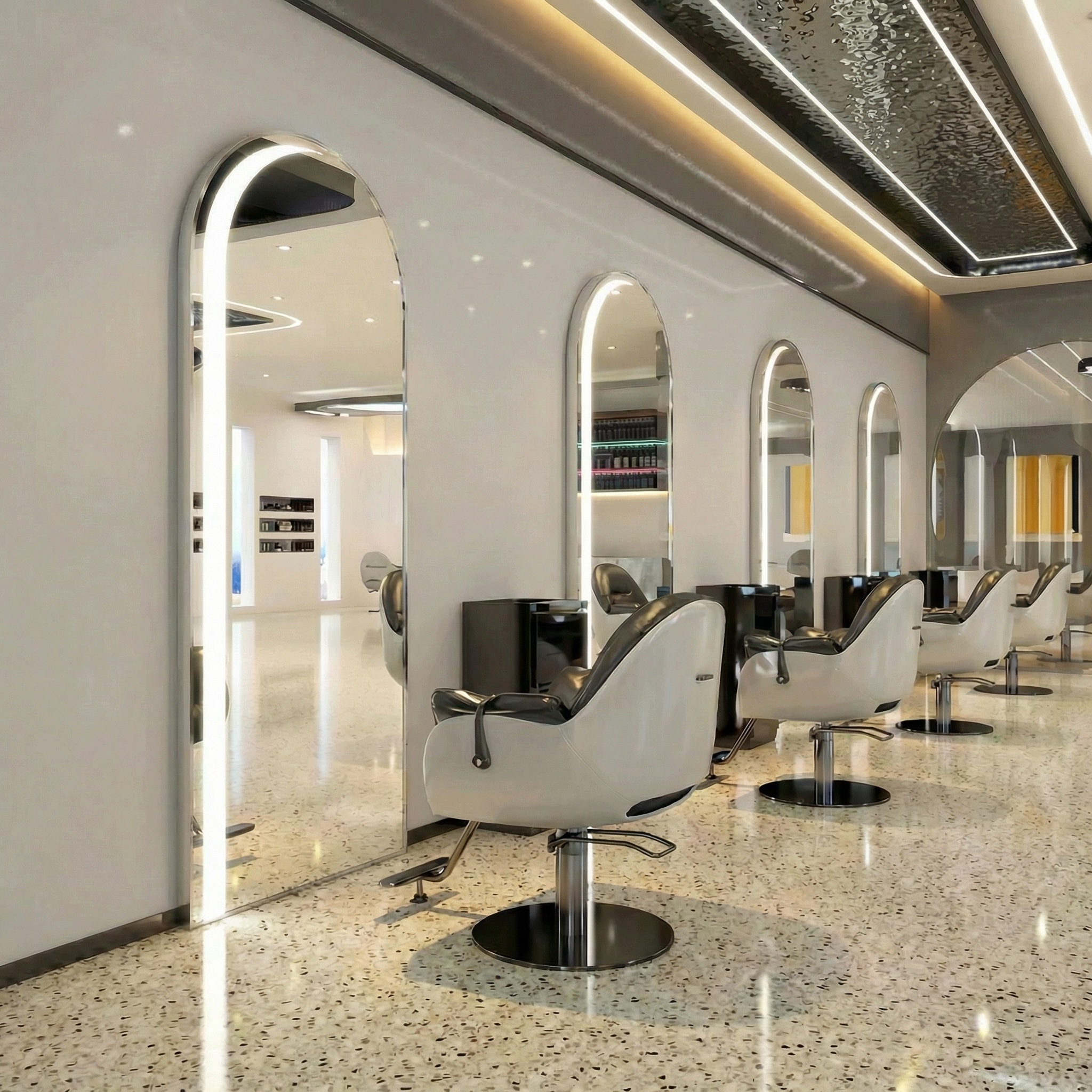 Konsola konsoleta fryzjerska barberska kosmetyczna lustro Led 180x80 silver