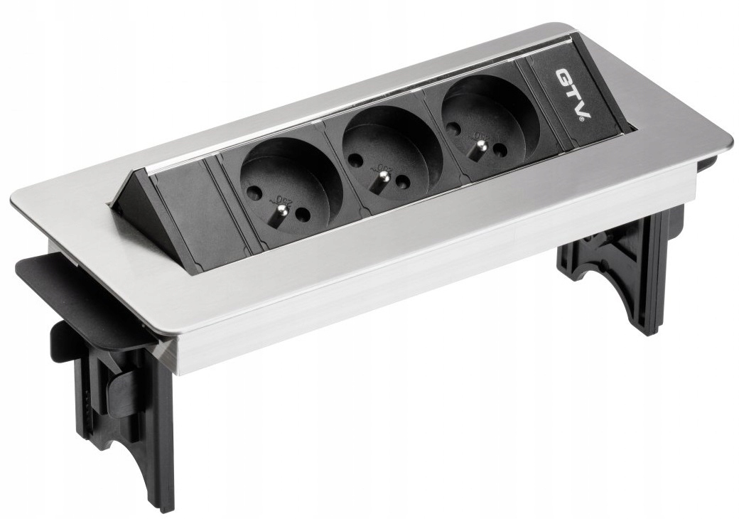 

Przedłużacz biurkowy bez kasety, 3x gniazdo, inox