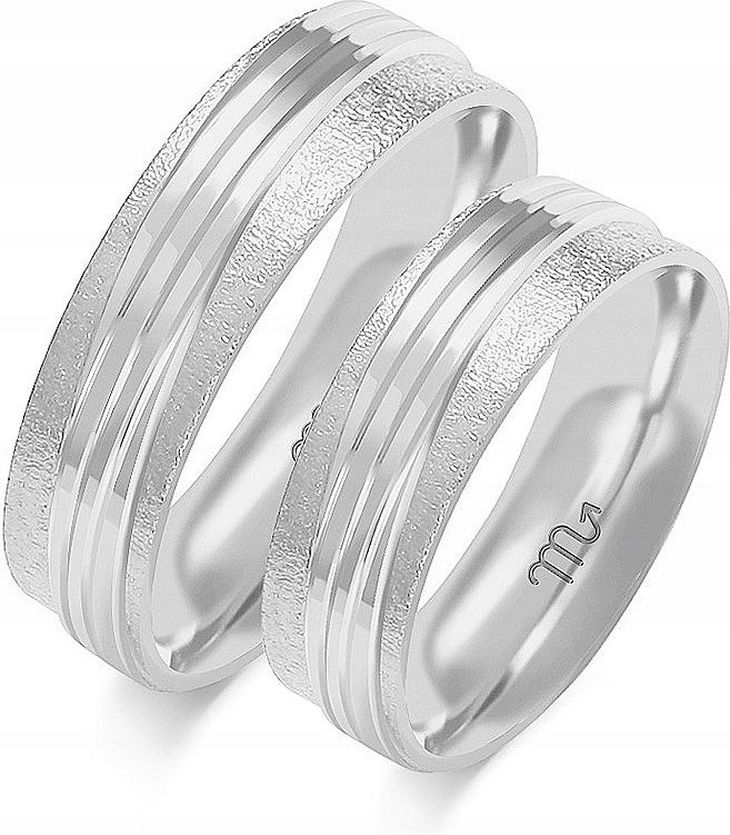 Bílý zlatý snubní prsten s gravírováním 14K 585 vel. 35 36 37 dámský, svatební