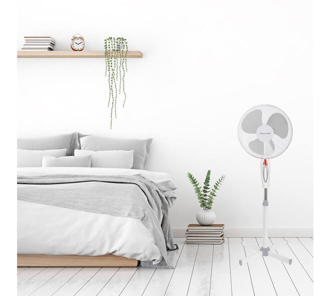 WENTYLATOR PODŁOGOWY WIATRAK STOJĄCY BIAŁY 40cm BRASQ Model F300