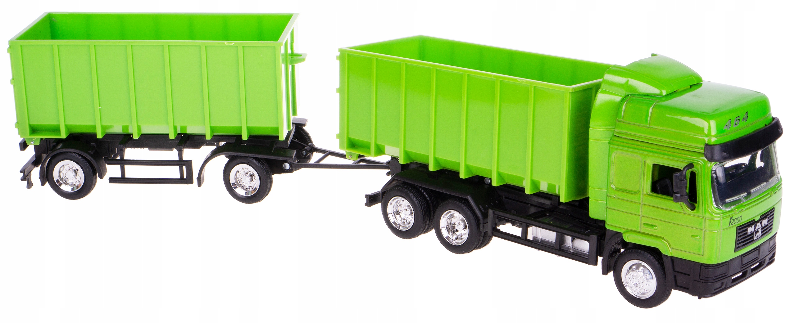 MAN F2000 TIR Z HAKIEM +2 KONTENERY 1:43 ZIELONY