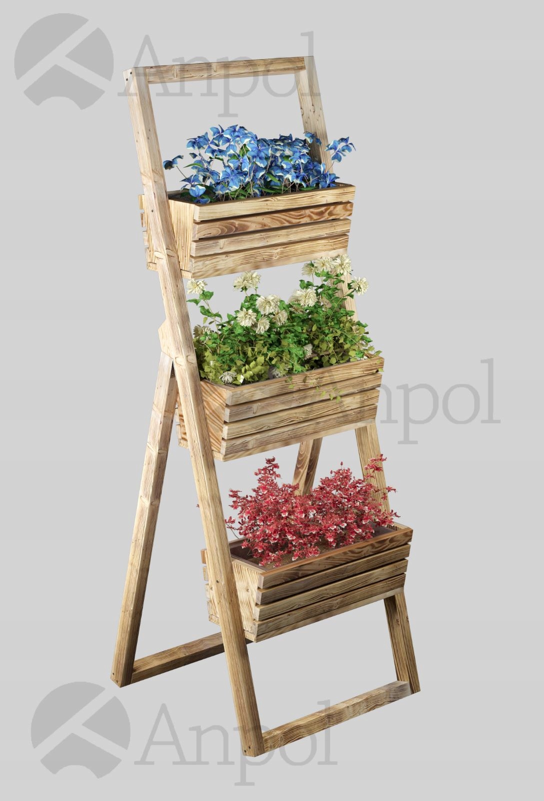 

Opalany kwietnik drewniany 142cm doniczki