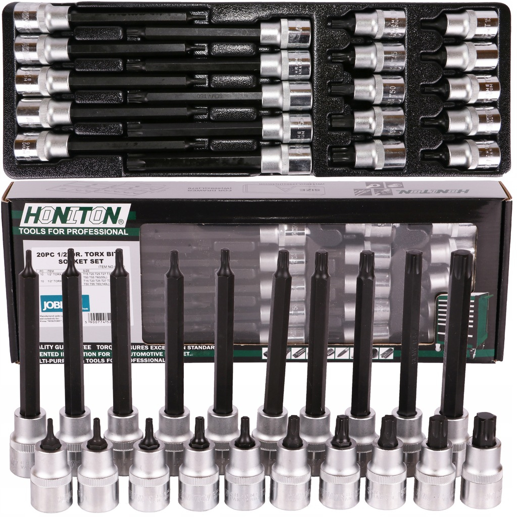 ZESTAW NASADEK 1/2" Z BITEM TORX 20 el. WKŁAD SZAFKI HONITON