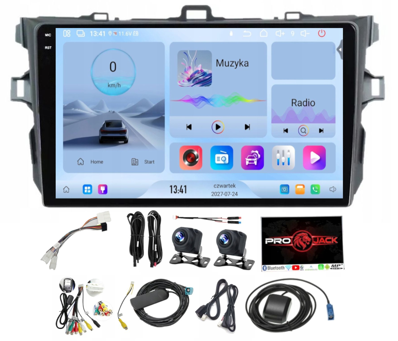 Rádio Navigace Carplay Android Toyota Corolla 2006-2013 4GB 64GB Sim