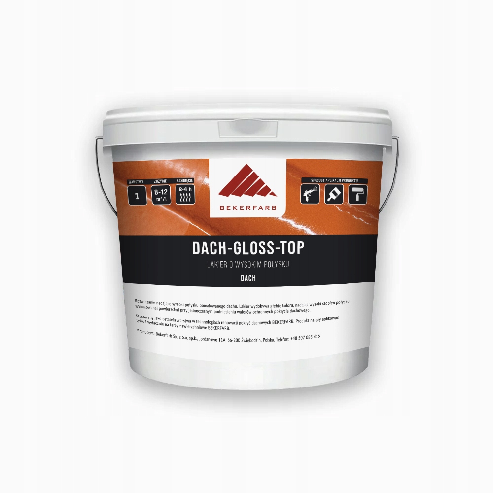 Lakier do Dachu Wysoki Połysk 5L | Dachówka Betonowa, Ceramiczna, Blacha