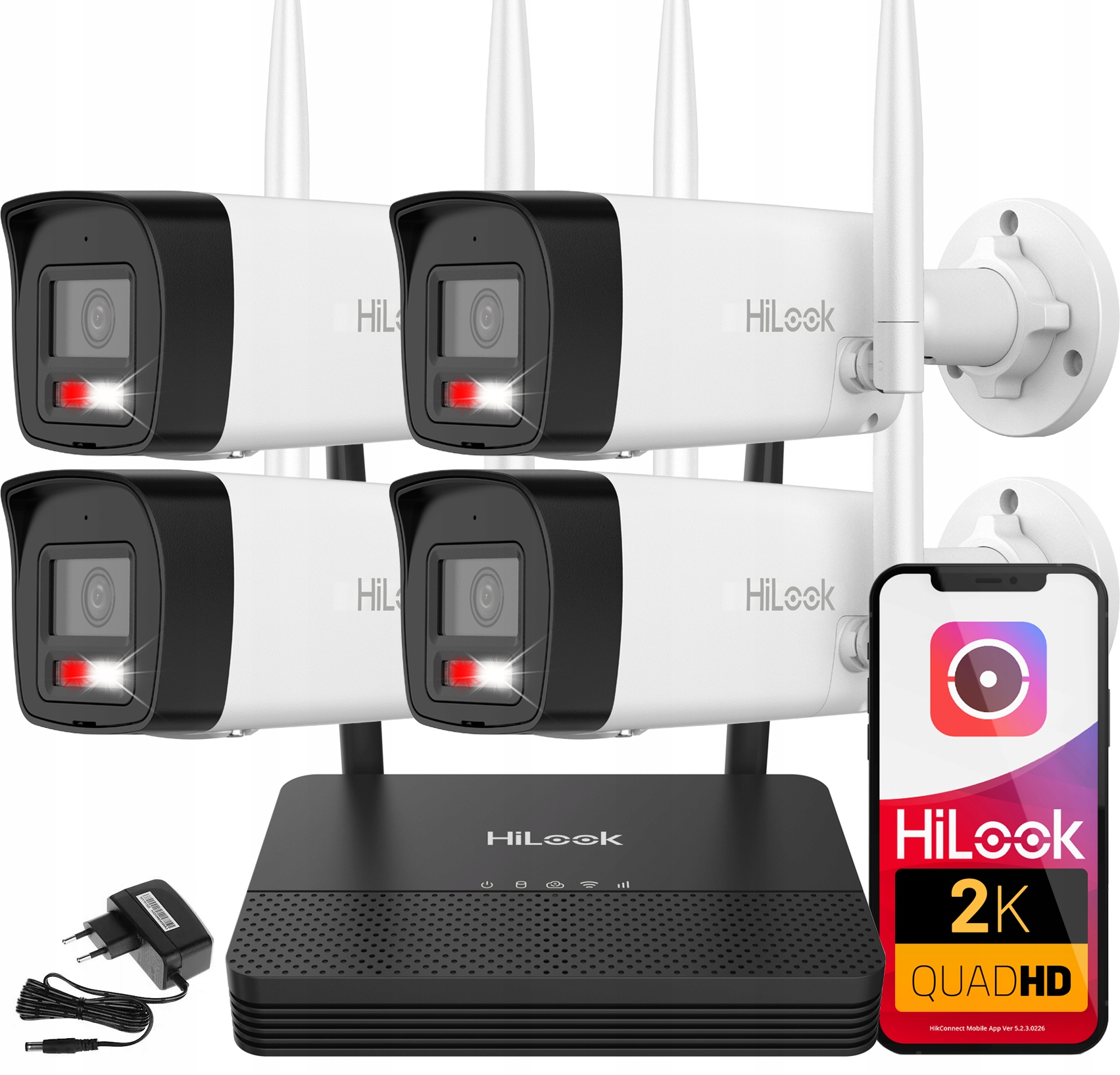 Venkovní WiFi monitorovací sada – 4 kamery 4Mpx Qhd HiLook od Hikvision