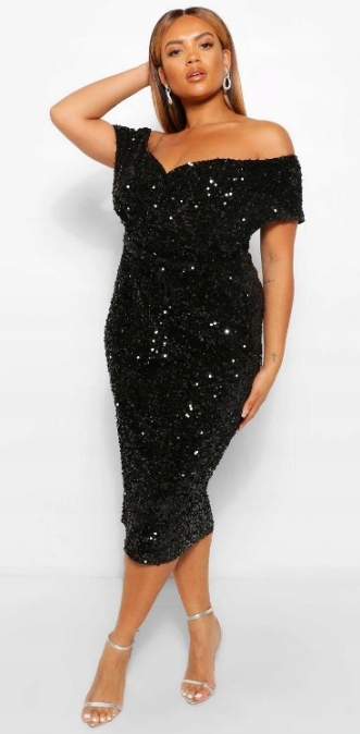 Zdobená Flitrová Tužková Koktejlová Šaty Pro Plnoštíhlou Ženu 52 6XL