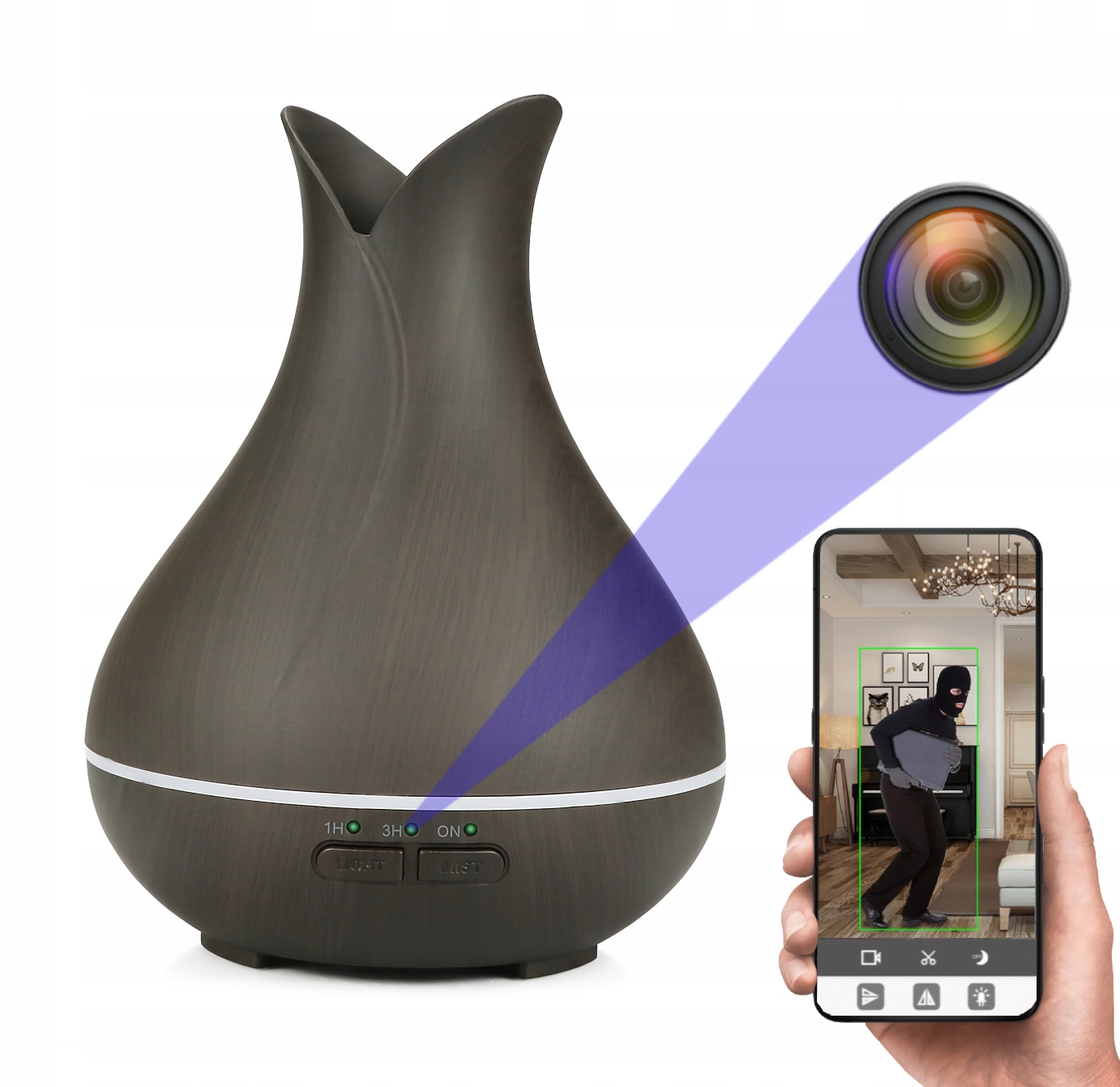 Skrytá Kamera WiFi Zvlhčovač Vzduchu Špionážní Mini Detekce MKJY31