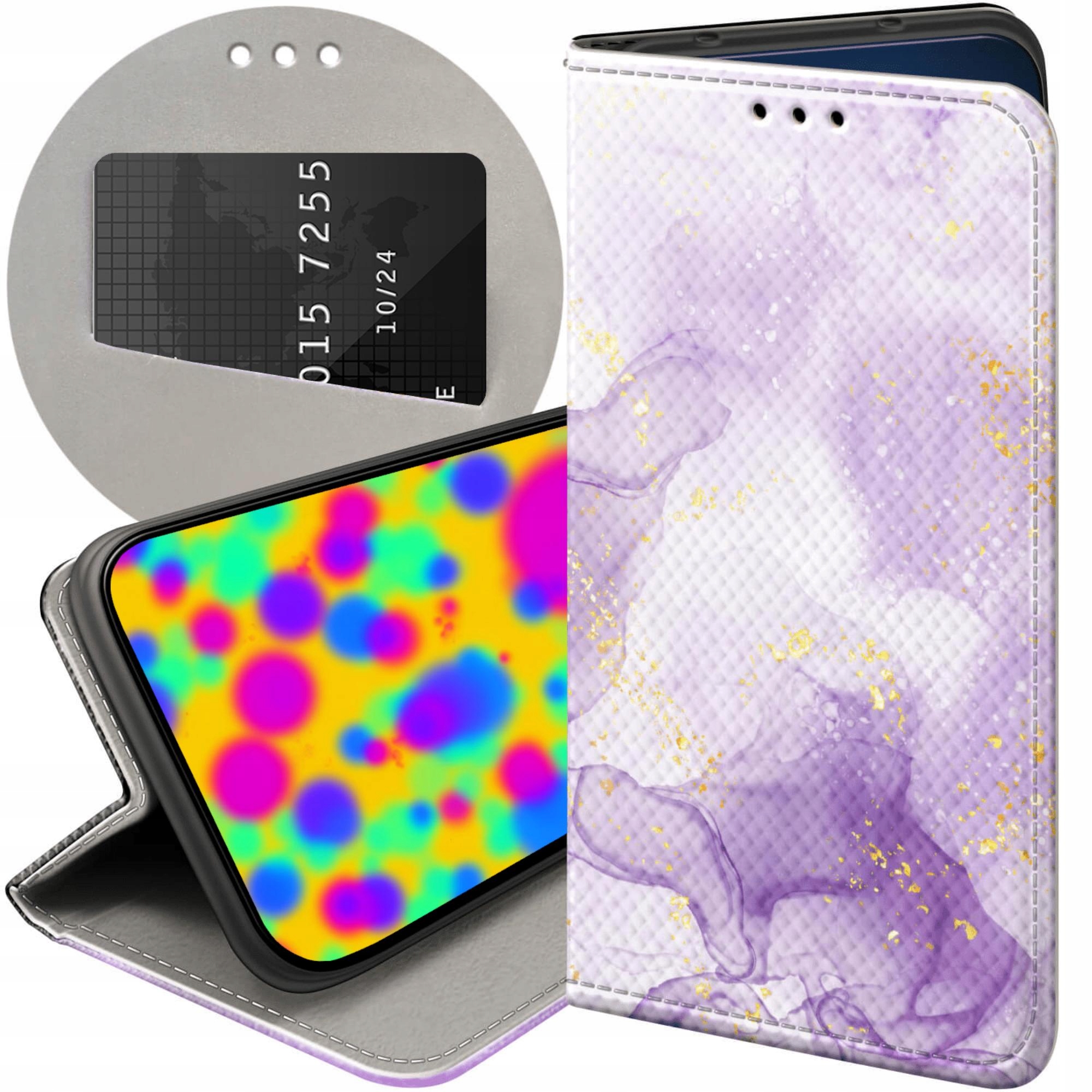 Etui Z Klapką Do Honor MAGIC7 Pro Fioletowe Fiolet Kształty Futerał