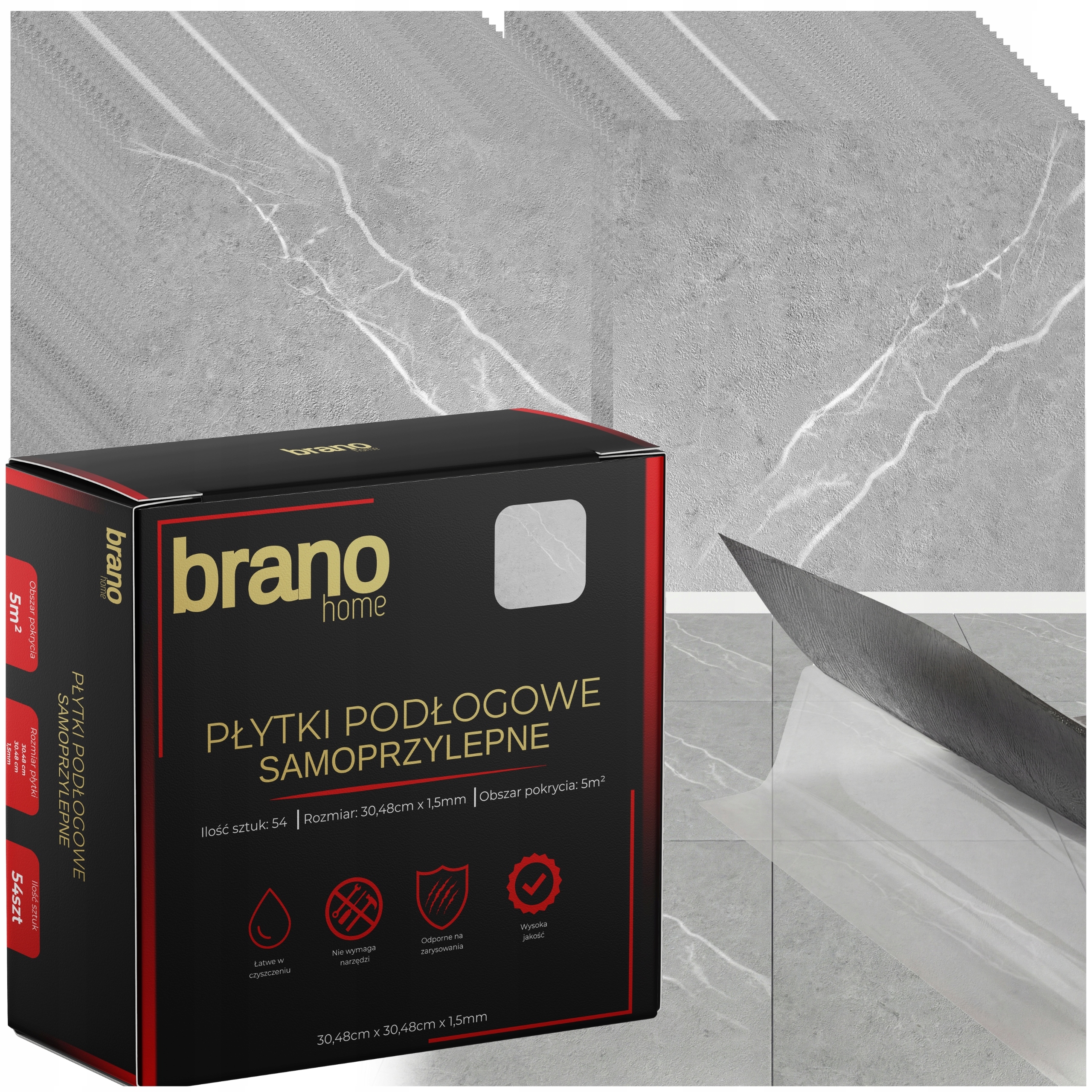 Samolepící vinylové dlaždice 5 m Šedý Gres Marmur Panele Kafle Parkiet Mat